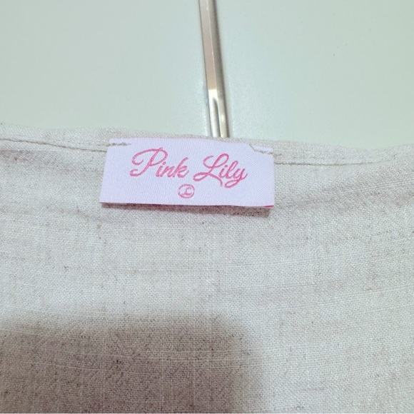 NWOT Pink Lily Tan/Cream Two-Piece. Tie Crop Top and Skirt - Picture 7 of 10